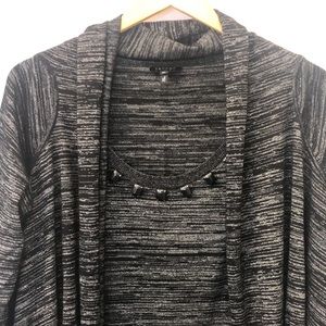 Escada Shrug and Sleeveless Top in Black/Silver with Collar Decoration sz XL